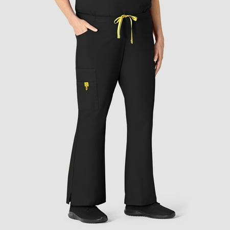 Wink Origins Romeo - Women's Flare Leg Cargo Scrub Pant, Black, 2X Tall