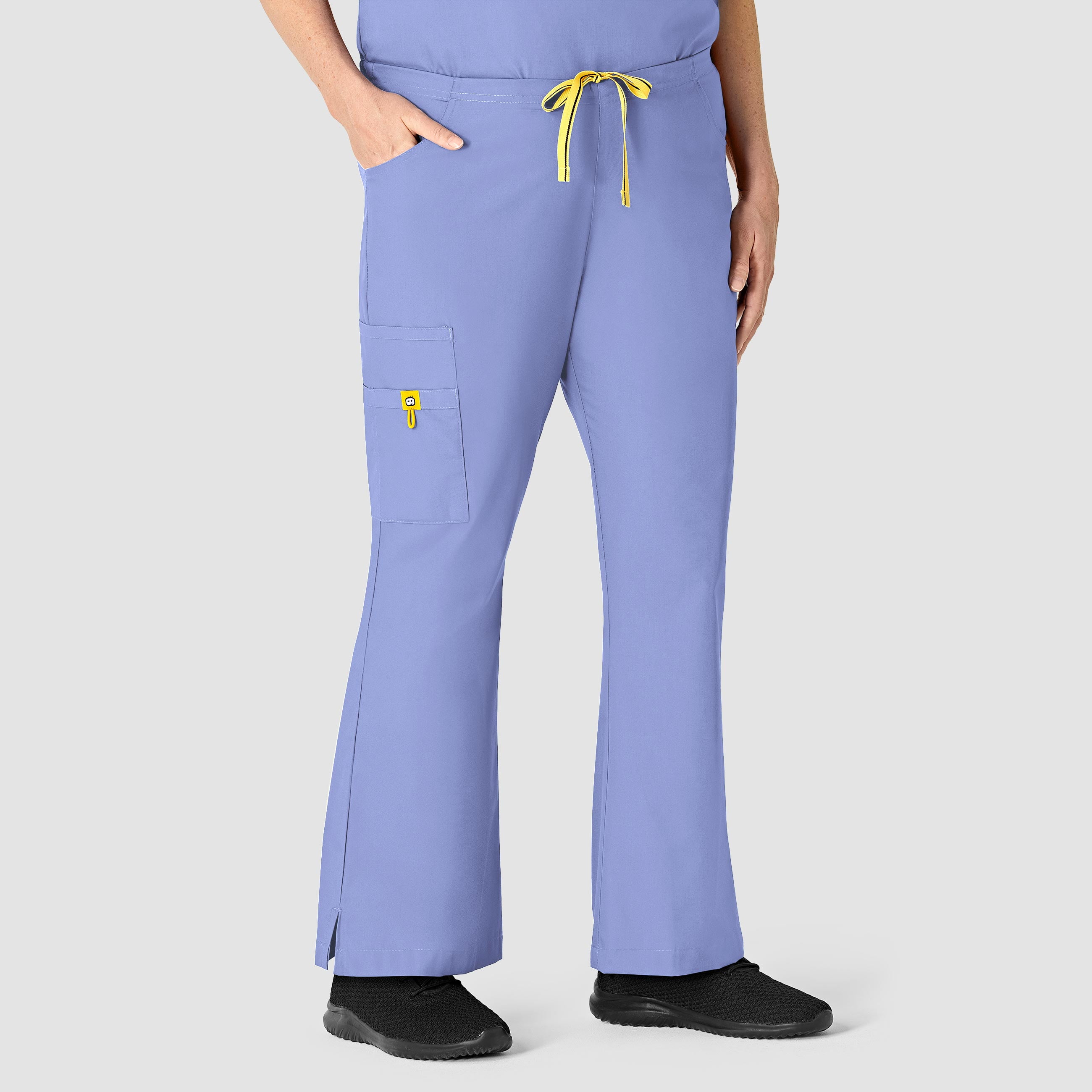 Wink Origins Romeo - Women's Flare Leg Cargo Scrub Pant, Ceil Blue, L Tall