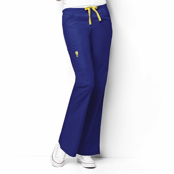 Wink Origins Romeo - Women's Flare Leg Cargo Scrub Pant, Galaxy Blue, XXS Petite
