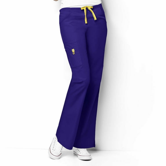 Wink Origins Romeo - Women's Flare Leg Cargo Scrub Pant, Grape, 2X Tall
