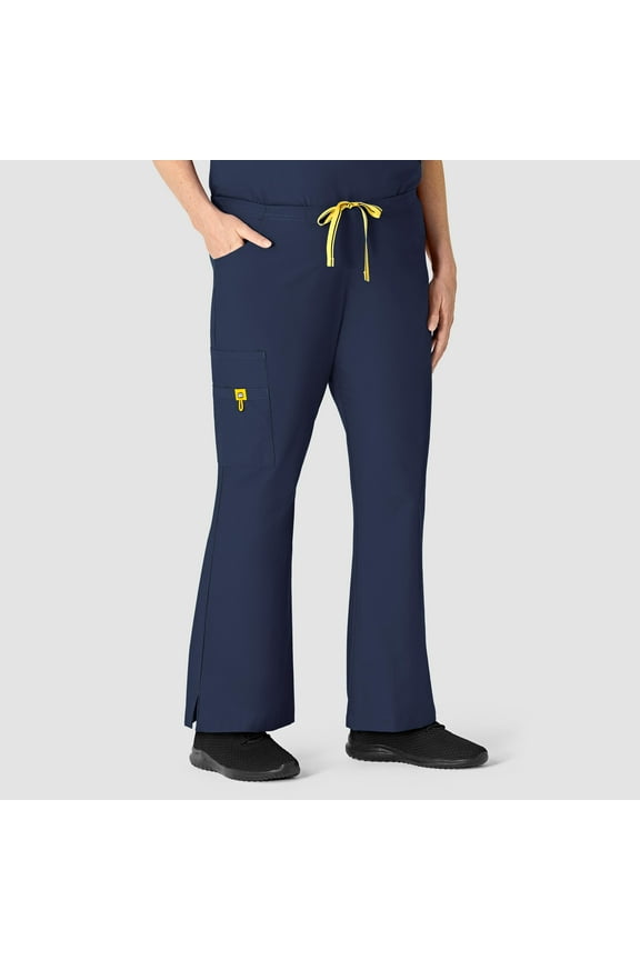 Origins Romeo - Women's Flare Leg Cargo Scrub Pant, Navy, L Petite