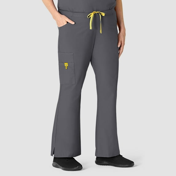 Wink Origins Romeo - Women's Flare Leg Cargo Scrub Pant, Pewter, 2X Petite