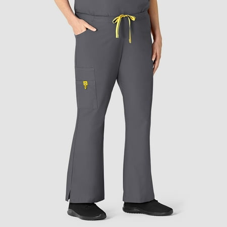 Wink Origins Romeo - Women's Flare Leg Cargo Scrub Pant, Pewter, XS