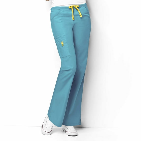 Wink Origins Romeo - Women's Flare Leg Cargo Scrub Pant, Real Teal, 3X