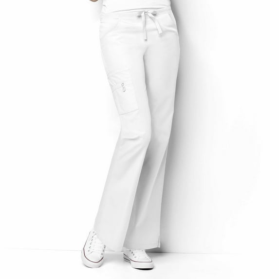 Wink Origins Romeo - Women's Flare Leg Cargo Scrub Pant, White, XS