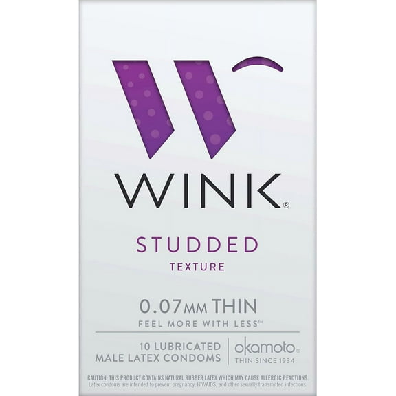 Wink Studded Texture 0.07 Mm Thin Lubricated Condoms, 10 Ea