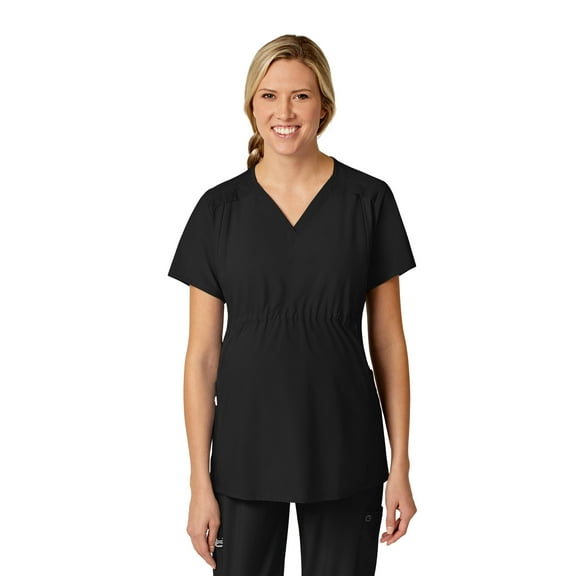 Wink W123 Maternity V-Neck Scrub Top, Black, M Womens