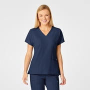 Wink W123 Womens Flex Back Stylized V-Neck Scrub Top, Navy, XL Regular