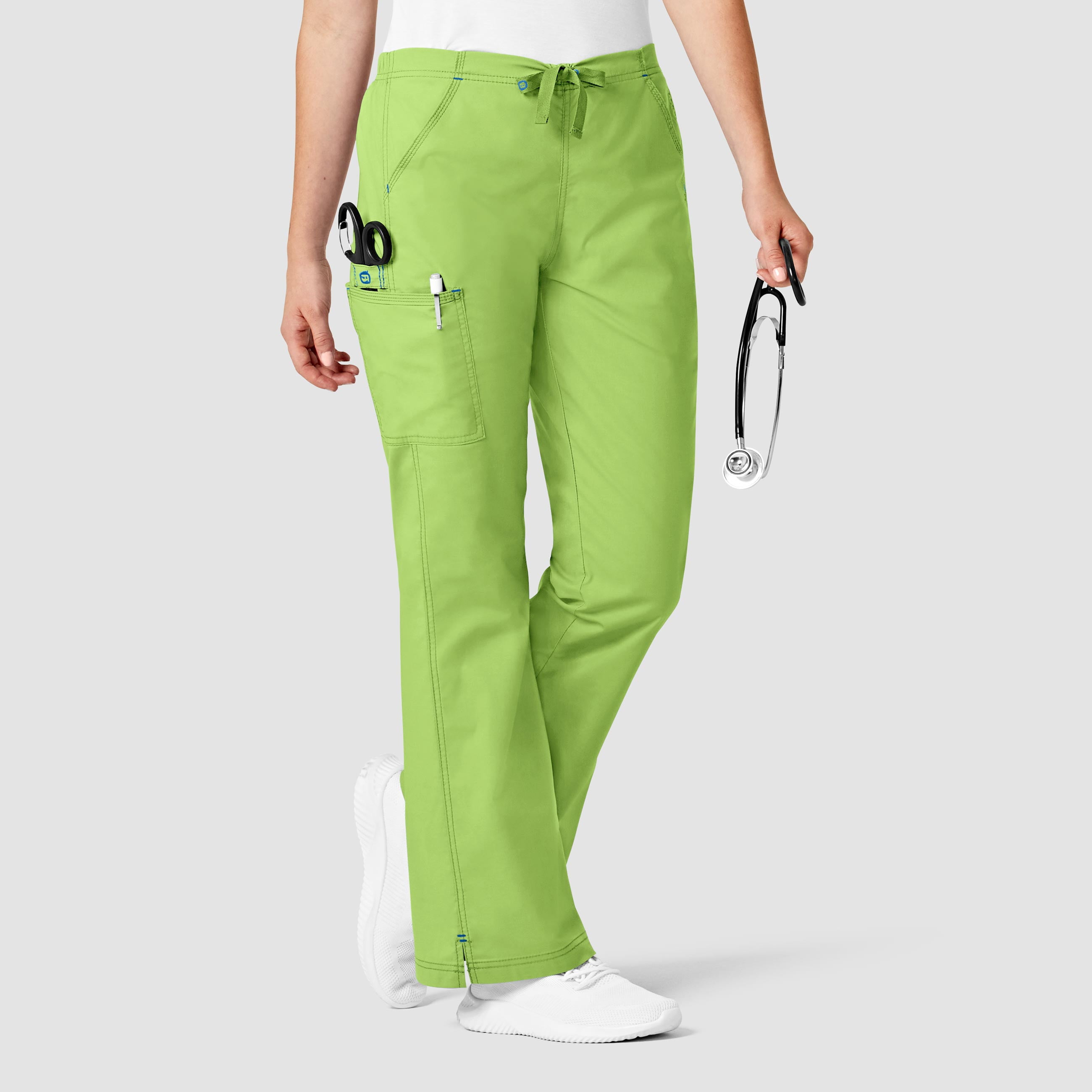 Wink WonderFLEX Grace Women's Flare Leg Cargo Scrub Pant, Green Apple