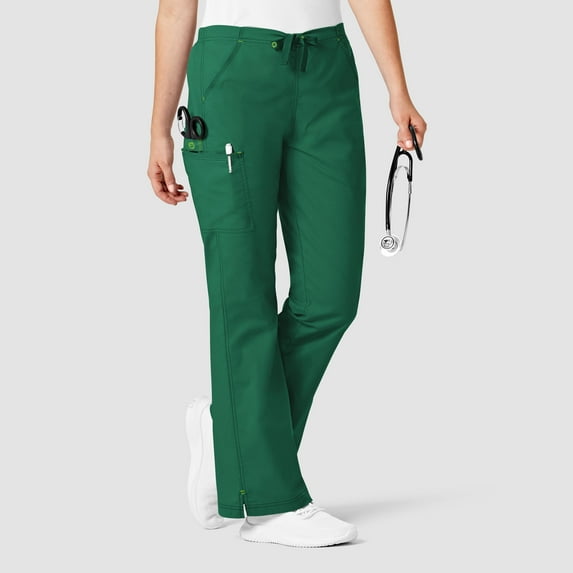 Wink WonderFLEX Grace - Women's Flare Leg Cargo Scrub Pant, Hunter Green, 3X Tall