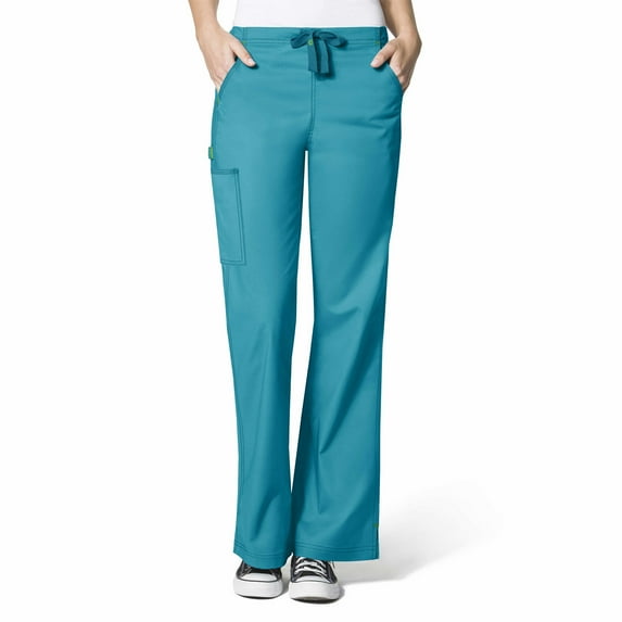 Wink WonderFLEX Grace - Women's Flare Leg Cargo Scrub Pant, Real Teal, 5X