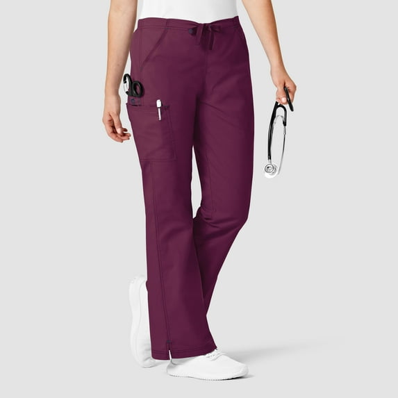 Wink WonderFLEX Grace - Women's Flare Leg Cargo Scrub Pant, Wine, XL Tall