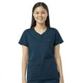 thumbnail image 1 of Wink WonderFLEX Patience Women Curved Notch Neck Scrub Top, Caribbean Blue, 3X Womens Plus, 1 of 3