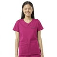 thumbnail image 1 of Wink WonderFLEX Patience - Women's Curved Notch Neck Scrub Top, Hot Pink, 2X Womens Plus, 1 of 2