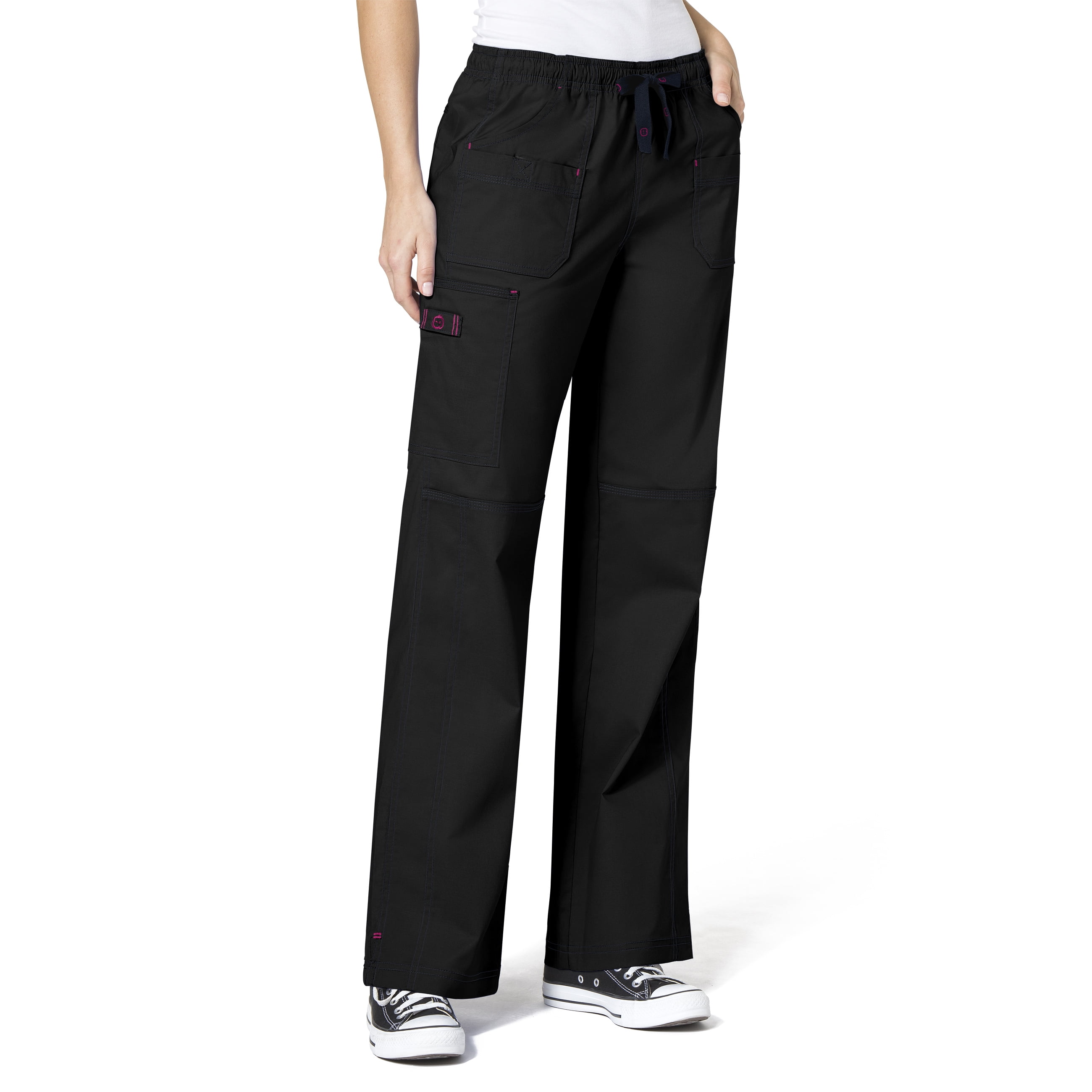 Wink WonderFLEX Women's Faith Multi-Pocket Cargo Scrub Pant, Black, XXS Petite