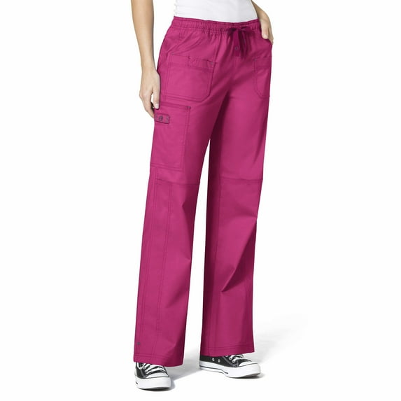 Wink WonderFLEX Women's Faith Multi-Pocket Cargo Scrub Pant, Hot Pink, L Petite