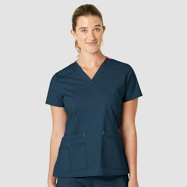 Wink WonderFLEX Women's Verity V-Neck Scrub Top, Caribbean Blue, XXS Womens