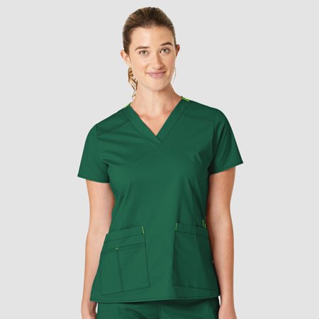 Wink WonderFLEX Women's Verity V-Neck Scrub Top, Hunter Green, M Regular