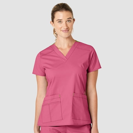 Wink WonderFLEX Women's Verity V-Neck Scrub Top, Papaya, 2X Womens Plus