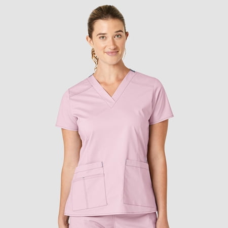 Wink WonderFLEX Women's Verity V-Neck Scrub Top, Rose Blush, L Regular
