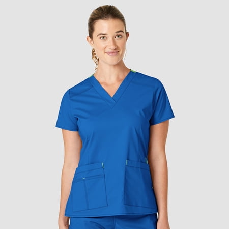 Wink WonderFLEX Women's Verity V-Neck Scrub Top, Royal, M Regular
