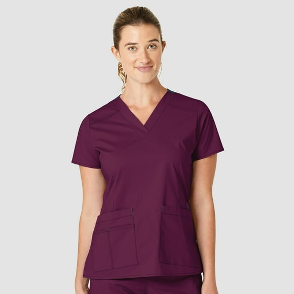 Wink WonderFLEX Verity Women V Neck Scrub Top, Wine, S Regular