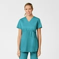 thumbnail image 1 of Wink WonderWORK Maternity Mock Wrap Scrub Top, Teal Blue, XS Regular, 1 of 5