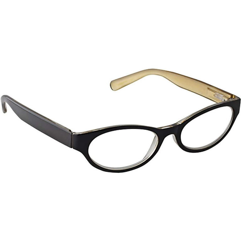 Wink by ICU Cat Eye Reading Glasses Black with Gold and Matching Case 1.50