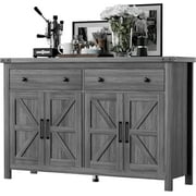 Winkalon 55'' Kitchen Sideboard Buffet Cabinet, 4-Doors 2-Drawers Farmhouse Storage Cabinet with Adjustable Shelves, Grey