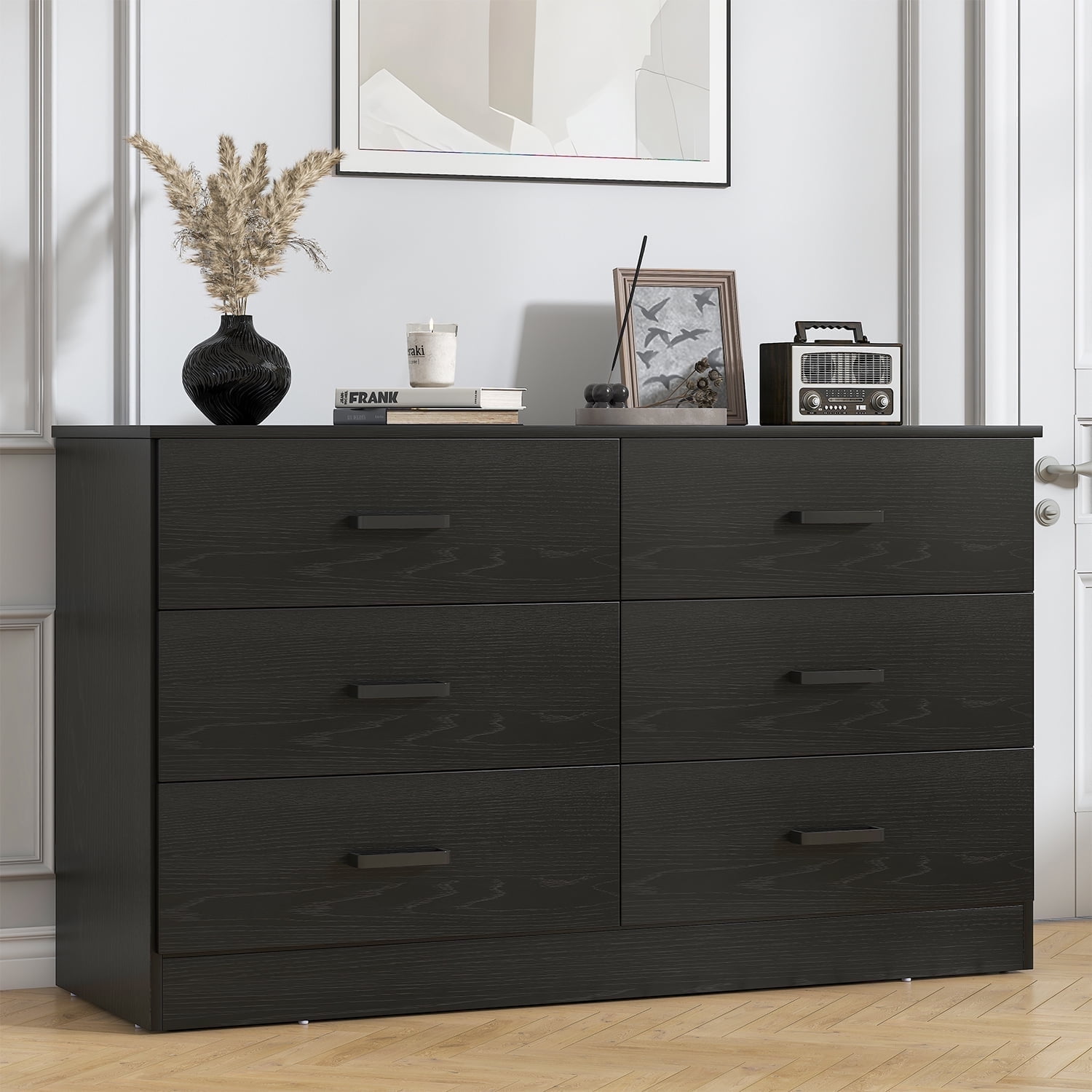 Winkalon 6 Drawer Black Double Dresser,Wood Storage Cabinet with Easy Pull Out Handles for Living Room,Chest of Drawers for Bedroom - Walmart Business Supplies Winkalon 6 Drawer Black Double Dresser,Wood Storage Cabinet with Easy Pull Out Handles for Living Room,Chest of Drawers for Bedroom - Walmart Business Supplies