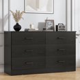 thumbnail image 1 of Winkalon 6 Drawer Black Double Dresser,Wood Storage Cabinet with Easy Pull Out Handles for Living Room,Chest of Drawers for Bedroom, 1 of 10