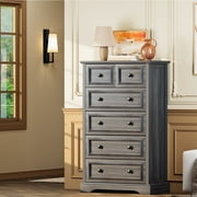 Winkalon 6 Drawer Tall Dresser, 48"H Chest of Drawers, Wooden Storage Cabinet for Bedroom, Gray