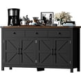 thumbnail image 1 of Winkalon 63'' Kitchen Sideboard Buffet Cabinet, 4-Doors 3-Drawers Farmhouse Storage Cabinet with Adjustable Shelves,Black, 1 of 6