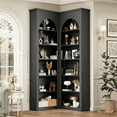 thumbnail image 1 of Winkalon 71" Corner Bookshelf, 6 Tier Bookcase with Storage, Corner Shelf with Cabinet, Large Tall Bookshelf for Living Room, Home Office, Bedroom,Black, 1 of 9