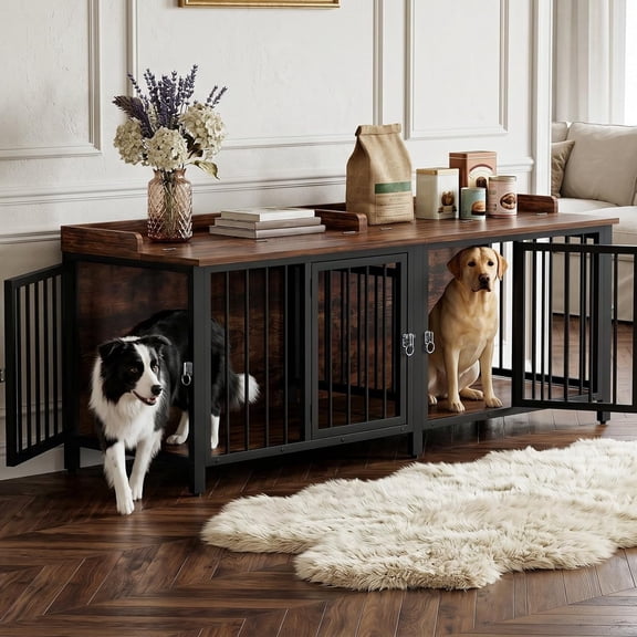 Winkalon 78 inch Dog Crate Furniture XXL Dog Cage Heavy Duty Dog Kennel Indoor with Removable Divider,Extra Large Double Cage Large Breed