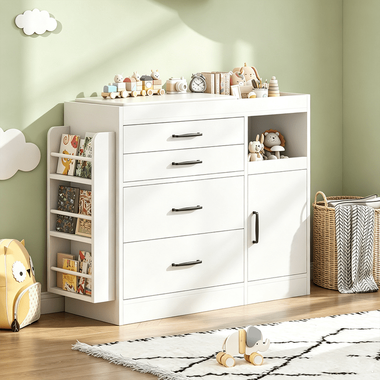 white nursery dresser Winkalon Baby Changing Table, with Drawes and Cabinets, Baby Dresser Chest with Changing Table Top and Storage, 47.2'' Large Diaper Changing Station for Infants Daycare hsxl Size:XXL / N16 Light Oxygen Cloud Chiffon Small This high