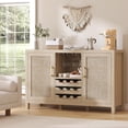 thumbnail image 1 of Winkalon Coffee Bar Cabinet, 47.2" Rattan Sideboard Buffet Cabinet with Storage, Boho Farmhouse Liquor Cabinet with Wine Racks for Living Dining Room Kitchen, Natural, 1 of 10