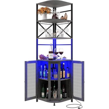 Fresh Look at Home Source Stone Grey Corner Bar Unit Liquor Storage With
