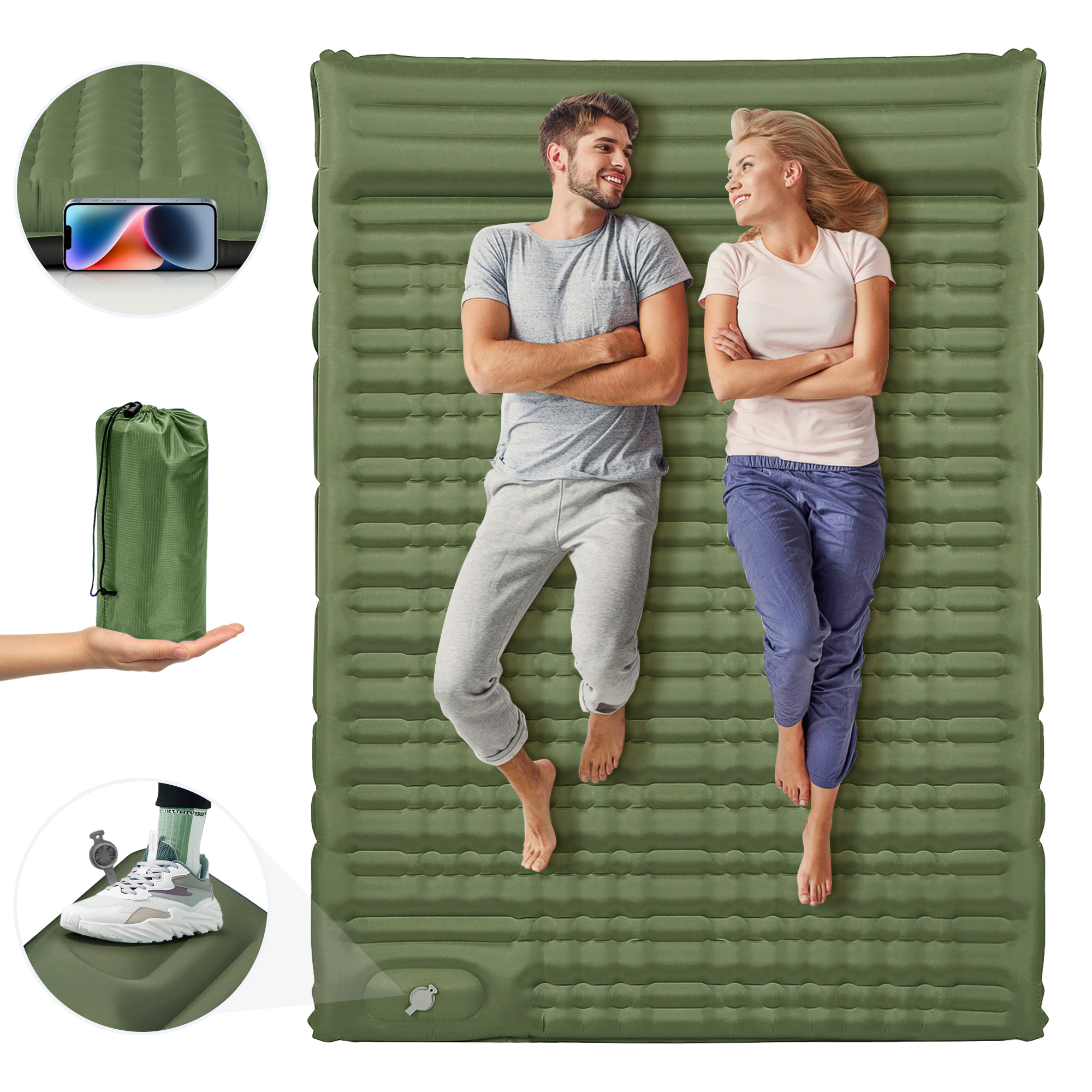 Winkalon Double Camping Sleeping Pad,4" ExtraThick Durable Camping