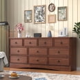 thumbnail image 1 of Winkalon Farmhouse 10 Drawer Dresser, 63" Long Dressers for Bedroom, Chest of Drawers Closet Organizers and Storage Clothes for Living Room, Hallway, Cherry, 1 of 9