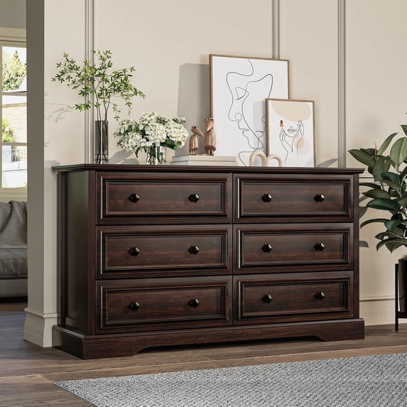 Winkalon Farmhouse 6 Drawer Dresser for Bedroom, 53.9 Inch Wide Modern ...