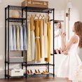 Winkalon Heavy Duty Garment Rack with Foldable Mirror,Adjustable Wire