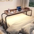 thumbnail image 1 of Winkalon Overbed Desk with Charging Station-Over Bed Table-Adjustable Length/Height with Wheels and LED Light Mobile Queen Size Bed Table Rolling Tray Table for Eating & Laptops, Brown, 1 of 9