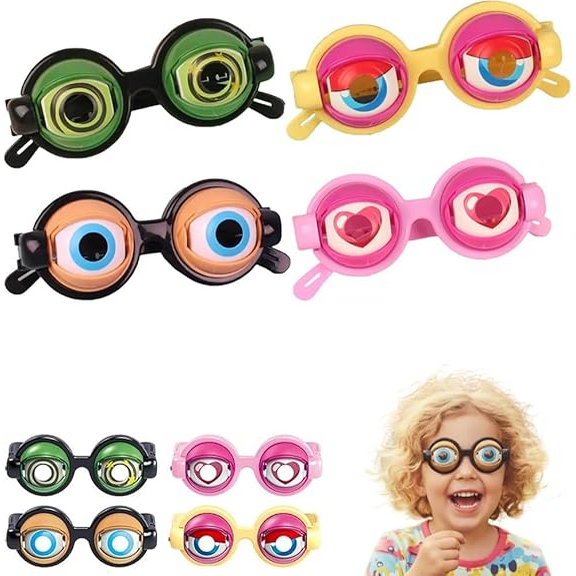 Winking Blinking Glasses, Kinetic Crazy Eyes Glasses Novelty Gag Googly for Party Jokes Prank Costume