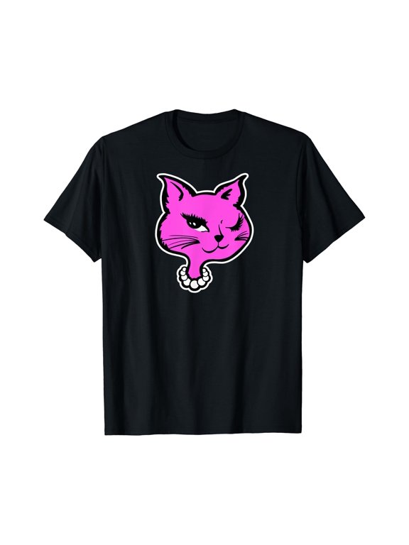Winking Cat 90' Winking Cartoon Face T-Shirt , Vintage T-Shirt