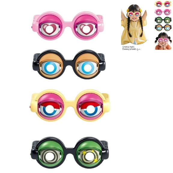 Winking Glasses, Crazy Eyes Glasses, Kids Pull-String Blinking Crazy Glass, Funny Upside Down Goggles Adults 12Cm/4.72In (4Pc)