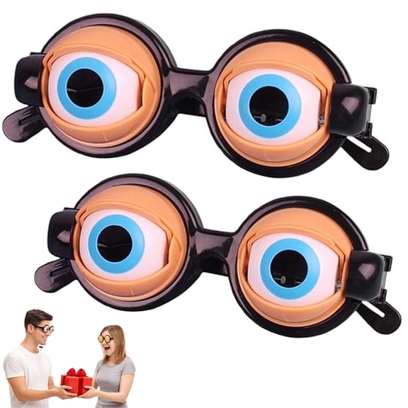 Winking Glasses for Shows & Parties  Kinetic Crazy Eyes Glasses with Manual Blink Action, Blinking Glass for Performances (Classic Green)
