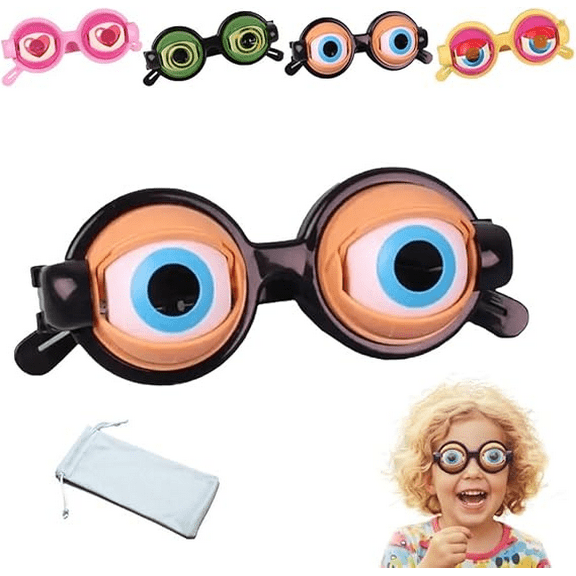 Winking Glasses for Shows & Parties – Kinetic Crazy Eyes Glasses with Manual Blink Action, Blinking Glass for Performances
