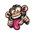 thumbnail image 1 of Winking Monkey Tongue Out Vinyl Decal | Funny Chimpanzee Prank Face Sticker | Weatherproof Durable Car, Truck, Laptop, Tablet Decoration | Cheeky Animal Graphic Art for Window and Bumper, 1 of 7