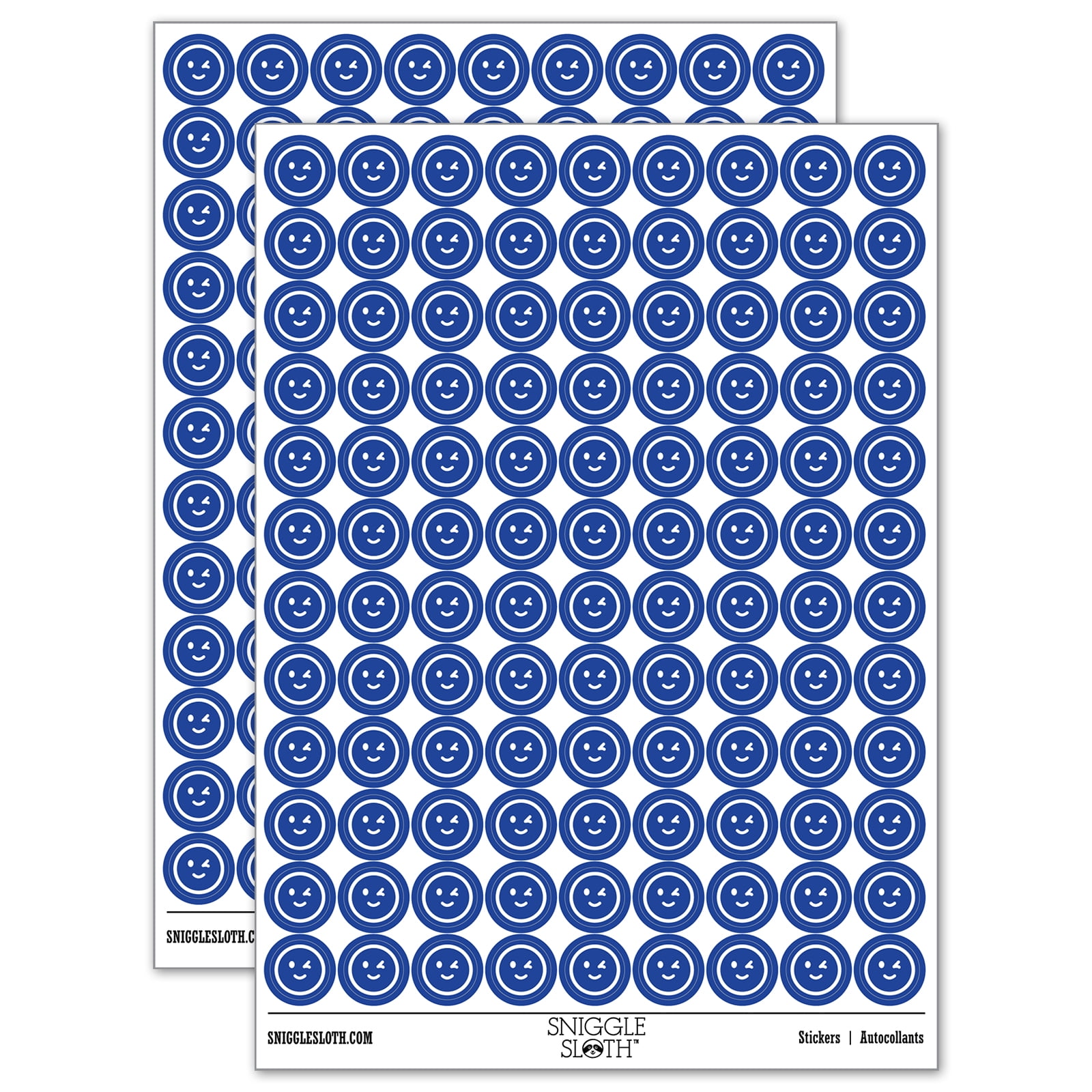 Winking Smiling Face Emoticon 200+ Round Stickers - Dark